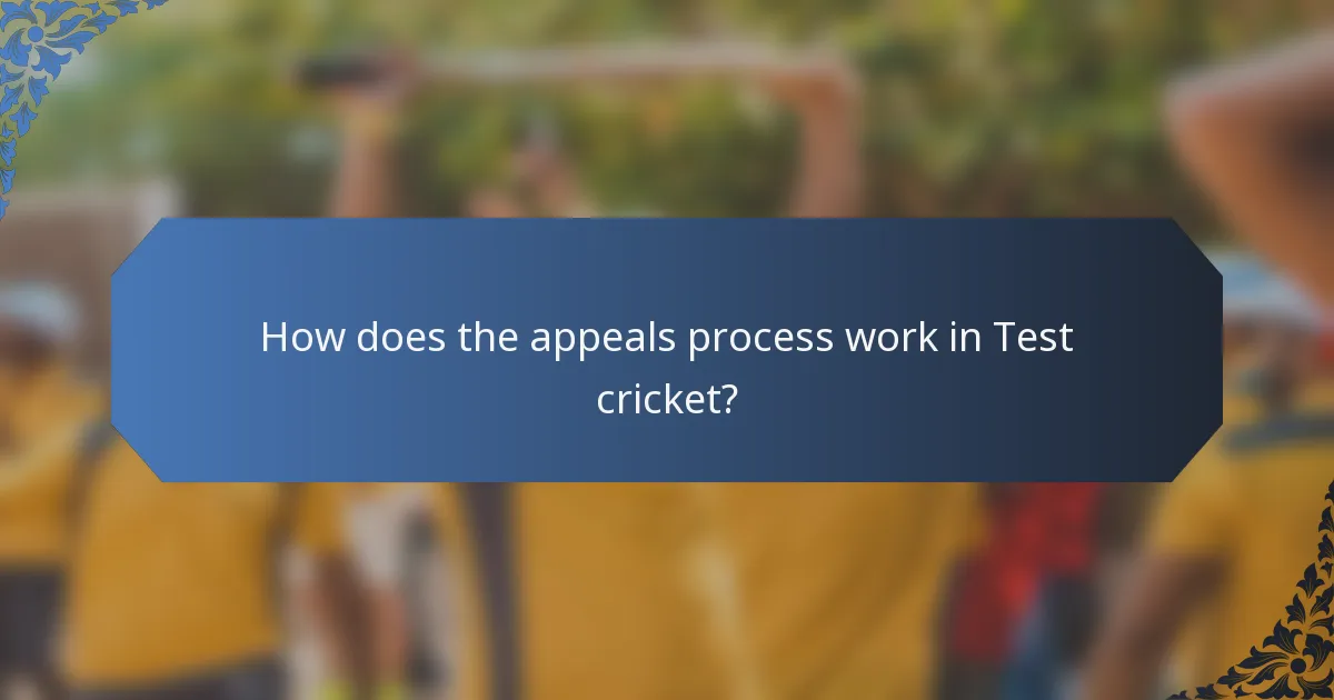 How does the appeals process work in Test cricket?