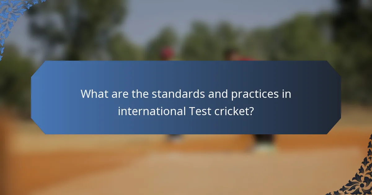 What are the standards and practices in international Test cricket?