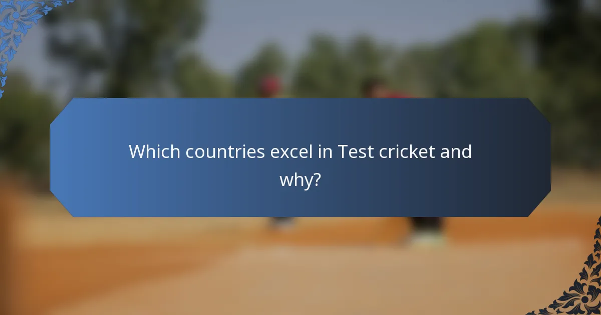 Which countries excel in Test cricket and why?